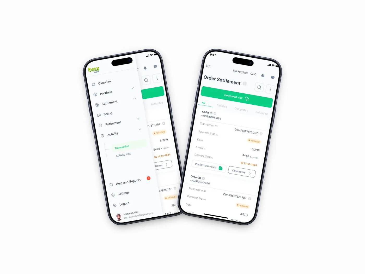 Orders on mobile