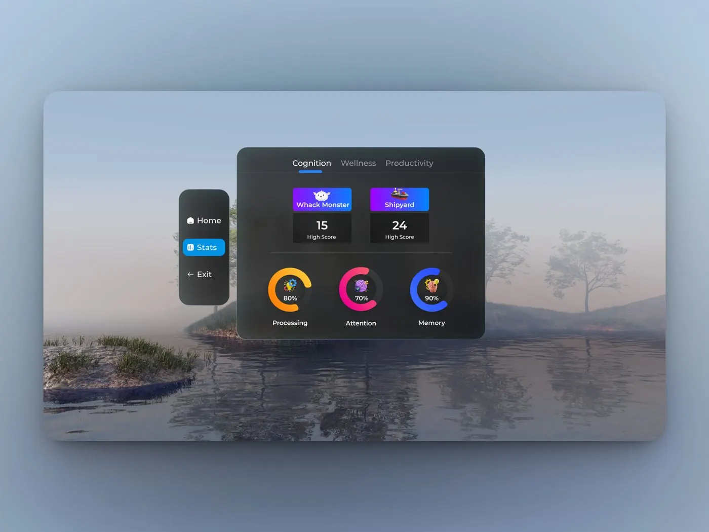 Cognition dashboard in VR