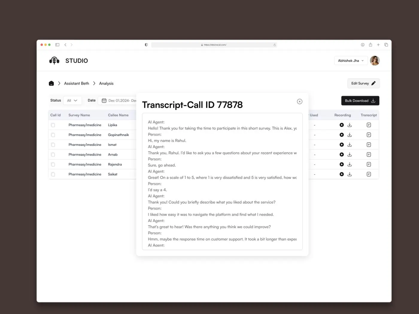 Ringg AI: a call transcript