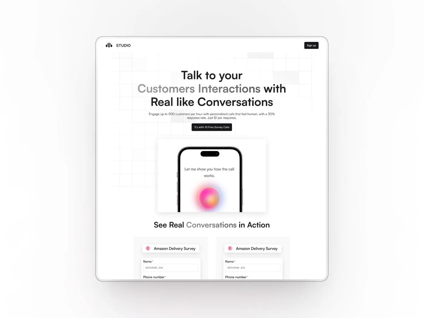 Ringg AI: landing page